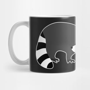 Black and white raccoon w outline Mug